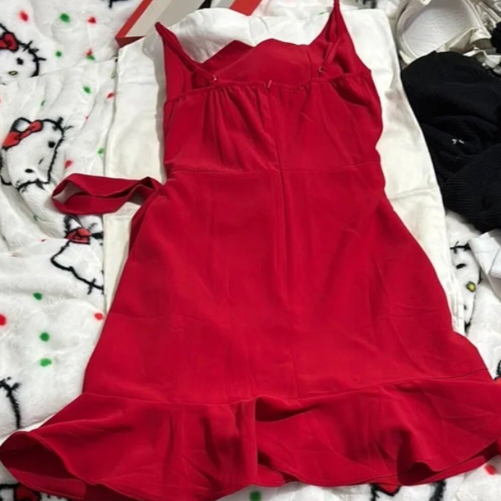 Red Ruffled Wrap Mini Dress - Picture 2 of 2